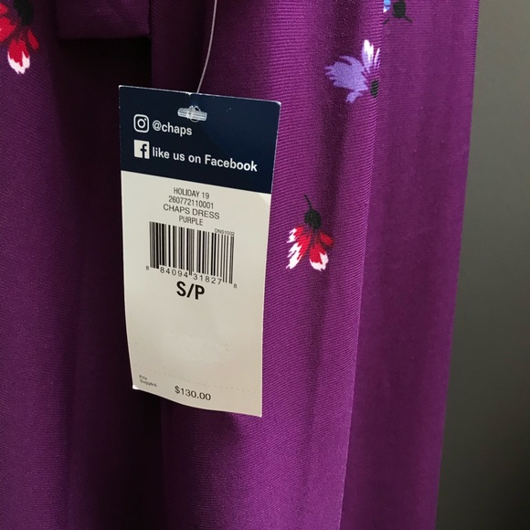 NWT Chaps Womens Deepest Violet Floral Wrap Dress - Picture 6 of 6
